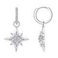 wholesale 925 Sterling Silver European and American Cross-Border Fashion Eight-Pointed Star Moissanite Earrings for Women, Ins-Style Design High-End Earrings-0-4