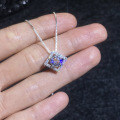 925 Sterling Silver 1-Carat Moissanite Square Pendant Necklace-0-1
