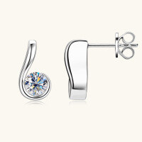 Sterling Silver Square Moissanite Stud Earrings for Women-Style S [Clearance Sale with Free Shipping] White Gold  925 Silver