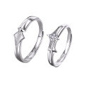 wholesale S925 Sterling Silver Starry Companion Couple Rings, Korean Style Luxury Minimalist Star Matching Bands for Valentine's Day Gift-0-4