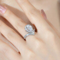 S925 Silver Moissanite Ring, Women's Luxury 2-Carat Pear-Shaped Drop Design-0-4