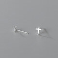 wholesale S925 Silver Korean Style Minimalist Smooth Cross Stud Earrings for Students M00943-0-1