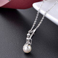 wholesale S925 sterling silver pearl necklace for women, autumn and winter lightweight luxury cute design small fairy pendant collarbone chain-0-1