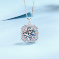 wholesale 925 Sterling Silver Moissanite Necklace for Women 10 Carat Pendant in a Light Luxury Style, Elegant and Sophisticated Valentine's Day Gift-0-0