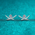 S925 Sterling Silver Moissanite Women's Cross Geometric Earrings-0-4