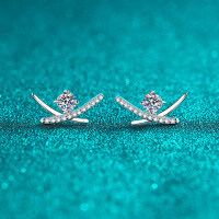 S925 Sterling Silver Moissanite Women's Cross Geometric Earrings-5mm zircon  925 silver