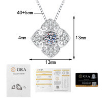 S925 Sterling Silver Moissanite New Chinese Style Pendant Necklace-30-point moissanite + box chain  925 silver