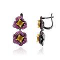 wholesale S925 Silver Designer Natural Gemstone Earrings, Floral Collection Russian Luxury Amethyst Earrings-0-6