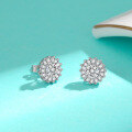 wholesale S925 Sterling Silver Moissanite Sunflower Stud Earrings, Versatile and Simple Fashion Earrings for Wholesale Live Streaming-0-2