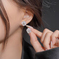 wholesale S925 sterling silver elegant and versatile camellia earrings, fashionable, niche, and retro luxury earrings-0-3