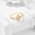 wholesale New 925 Silver Plated 14K Gold White Zircon Japanese Retro Rhombus Ring AHKAH* Same Style-0-2