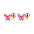 wholesale 925 Sterling Silver Butterfly Ear Studs Ins Style Colorful Zircon Earrings Piercing Screw Earrings for Women Cross-Border Wholesale-0-4