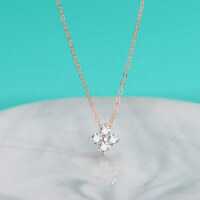 wholesale 925 Sterling Silver Four-Leaf Clover Moissanite Necklace Sweet and Light Luxury Minimalist Style Collarbone Chain for Women Gift for Girlfriend-40 point rose gold (moissanite) necklace 925 silver