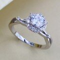 wholesale S925 Sterling Silver High Carbon Diamond Ring, Xiaohongshu Same Style, 1 Carat Light Luxury Sparkling Flower Diamond Ring-0-5