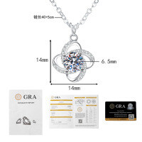 S925 Silver Moissanite Four-Leaf Clover Pendant Necklace-1 carat moissanite  925 silver