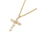wholesale Sterling Silver Japanese Same Style Cross Flower White Zircon Necklace for Women, Wholesale from Source-0-3