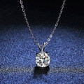925 Silver Classic Four-Prong Moissanite Necklace, D Color 1 Carat-0-4