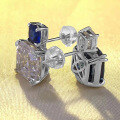 wholesale S925 Sterling Silver New Fashion OL Square Blue and White Zircon Earrings for Women, Cross-Border Best-Seller-0-1