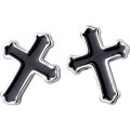 wholesale S925 silver black enamel cross stud earrings with resin for trendy men and women E0377-0-4