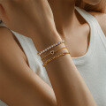wholesale Brass Metal Hot-selling New Heart-shaped Inlaid Zircon Bracelet, Cross-border Trendy, Unique, Versatile Hand Accessory-0-1