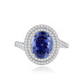 wholesale S925 Sterling Silver High Carbon Diamond Ring Women Tanzanite 8A Zircon Square Ice Flower Cut Color Gemstone Ring Live Streaming Best-Seller Wholesale-0-7