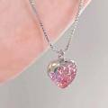 wholesale 925 Silver Pink Love Lava Drop Necklace, Ins Fashion Pendant Collarbone Chain, Sweet Minimalist Women's Jewelry-0-1