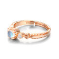 wholesale S925 Sterling Silver Taobao Best-Seller Women's Light Luxury Ring with Natural Moonstone, Retro Adjustable Open Ring for Wholesale-0-2