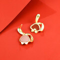 wholesale 925 Sterling Silver Dopamine Earrings for Women, Red Agate Chinese Style Long-Ear Rabbit Jewelry, Dropshipping-0-3