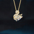 wholesale S925 Sterling Silver Little Swan Necklace with Inlaid Diamonds for Women, Fashionable European and American Luxury Advanced Sense Temperament Collarbone Chain Jewelry-0-0