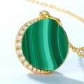 wholesale S925 Sterling Silver New Korean and Japanese Light Luxury Style Star Moon Malachite Pendant Fashion Silver Necklace Drop Shipping-0-2