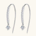 wholesale Silver Metal Material Korean Fashion Moissanite Ear Climber Versatile Trendy Ear Accessories Straight Row Moissanite Ear Drops Wholesale Earrings for Women-0-1