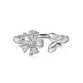 wholesale S925 Sterling Silver Light Luxury High-End Delicate Small Fresh Floral Leaf Design Unique Marquise Open Adjustable Ring-0-14