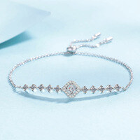 wholesale S925 Sterling Silver High-Quality Moissanite Square Diamond Bracelet, Personalized Fashion Luxury Bracelet, Factory Direct Supply, Ready-to-Ship Wholesale-70 points Moissanite 925 silver