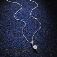 S925 Silver Moissanite S-Shaped Lightning Pendant Necklace-1-carat necklace (D color moissanite) - 925 silver