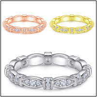 wholesale 925 Sterling Silver Fashionable and Unique Stackable Ring Interlocking Ladies Ring for Wedding Jewelry-Platinum US size 8#