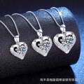 925 Silver 1-2-3 CT Moissanite Heart Pendant Necklace for Valentine's Day Wholesale-0-1