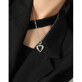 wholesale S925 Sterling Silver 425 Korean Version Ins Small Design Minimalist Versatile Heart Ballpoint Chain OT Buckle Textured Necklace for Women-0-2