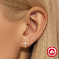 wholesale S925 Sterling Silver Fashionable Petal Diamond and Pearl Earrings, Korean Style Minimalist Studs-0-3