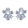 wholesale 925 Silver Jewelry, Irregular Diamond Stud Earrings for Women, Fresh and Splice Cluster Earrings, Simulated Diamond Jewelry Earrings-0-4