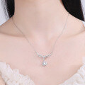 wholesale S925 sterling silver moissanite fishtail sunflower necklace, IUS style high-end collarbone necklace, gift for best friend-0-3
