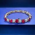 wholesale 925 Silver Pigeon Blood Red 7*7 Red Diamond Bracelet, Mu Jing Jewelry New Classic Daily Fashion OL Live Streaming Bestseller-0-1