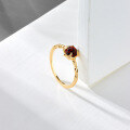 wholesale S925 Gold-Plated Silver Japanese Minimalist Vintage Women's Ring with Natural Garnet, Wholesale Light Luxury Jewelry-0-2