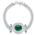 wholesale S925 Silver New Style 10*12 Paraiba Green Cuban Chain Bracelet for Men and Women-0-5