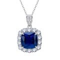 wholesale 925 Silver Zhuo Zhifan New Simulation Sapphire 12*12mm Wide Square Necklace Pendant for Women European and American Luxury Style-0-3