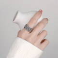 wholesale S925 Sterling Silver Retro Vintage Hand-Woven Braided Creative Unisex Adjustable Open Ring-0-3