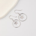 wholesale S925 Sterling Silver Minimalist Five-Point Star Hoop Earrings for Women, Light Luxury Small Hook Earrings with Unique Design-0-2