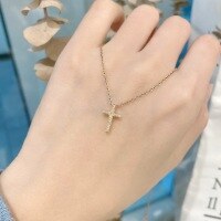 wholesale Metal Cross Pendant Necklace for Women, Light Luxury, Niche Design, Full Diamond, Elegant and Minimalist Necklace, TikTok Live-xb071-gold