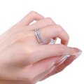 wholesale S925 silver princess square-set full diamond ring, trendy brand unisex matching ring set-0-4