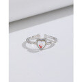 wholesale 925 Sterling Silver Heart Open Ring for Women, Small and Exquisite Design, High-End Korean and Japanese Style, Unique and Elegant Finger Ring for Index Finger-0-2