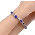 wholesale Metal Material: 925 Silver, New Style Simulated Sapphire 6*8mm Oval Royal Blue Bracelet, Daily Classic Live Streaming Best Seller-0-4